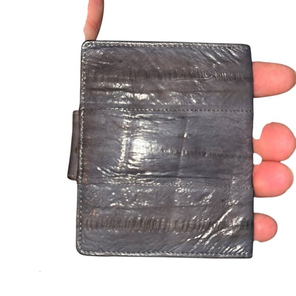 Eel Skin Gray vintage bifold card holder wallet - Picture 4 of 5